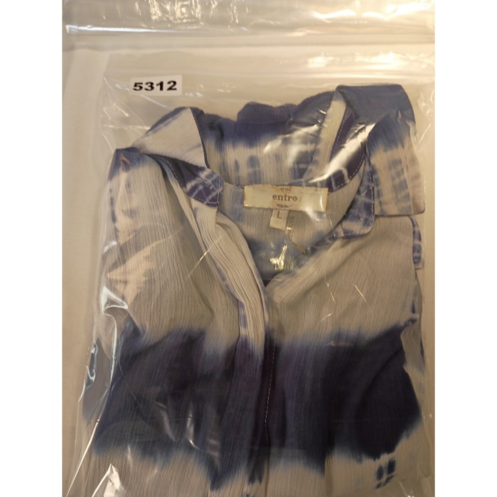 Entro Button Down Women's Tie Dye Hi-Low Hem Shirt Large Blue White Casual Top - Picture 13 of 13
